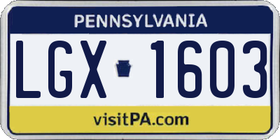PA license plate LGX1603