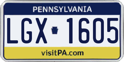 PA license plate LGX1605