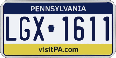 PA license plate LGX1611