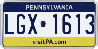 PA license plate LGX1613