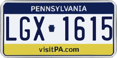PA license plate LGX1615