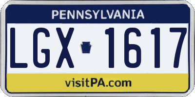 PA license plate LGX1617