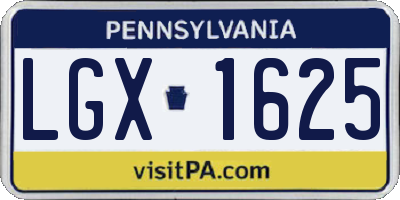 PA license plate LGX1625