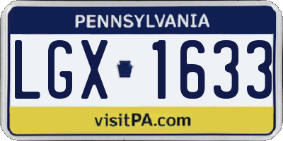 PA license plate LGX1633
