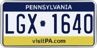 PA license plate LGX1640