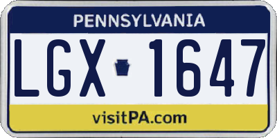 PA license plate LGX1647