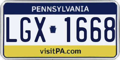 PA license plate LGX1668