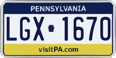 PA license plate LGX1670