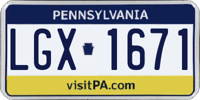 PA license plate LGX1671