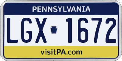PA license plate LGX1672