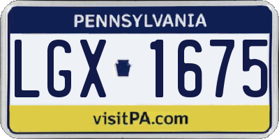 PA license plate LGX1675