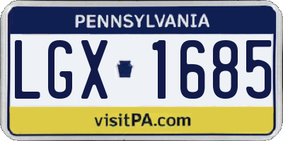 PA license plate LGX1685
