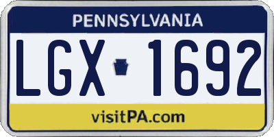 PA license plate LGX1692