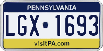 PA license plate LGX1693