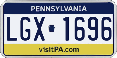 PA license plate LGX1696