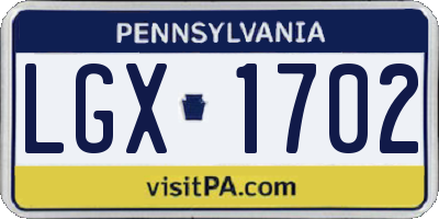 PA license plate LGX1702