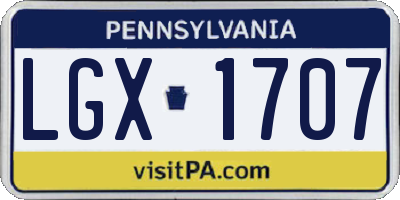 PA license plate LGX1707