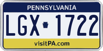 PA license plate LGX1722