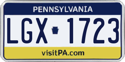 PA license plate LGX1723