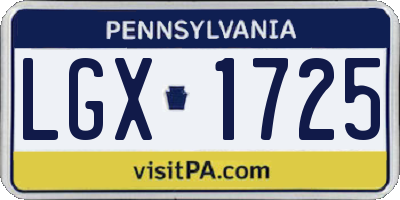 PA license plate LGX1725