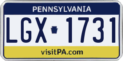 PA license plate LGX1731