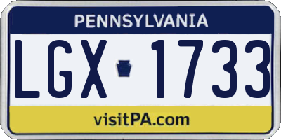 PA license plate LGX1733