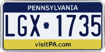 PA license plate LGX1735