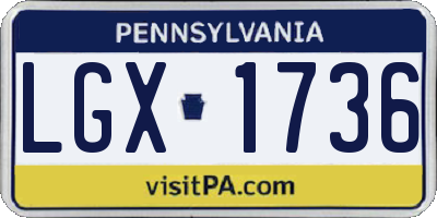 PA license plate LGX1736
