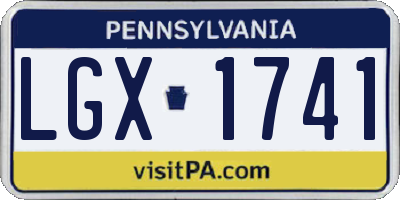 PA license plate LGX1741