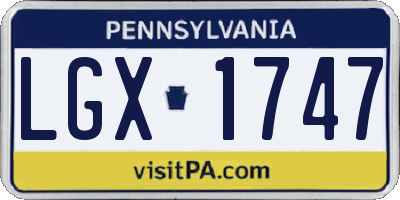 PA license plate LGX1747