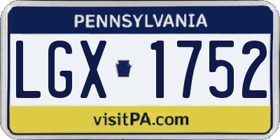 PA license plate LGX1752