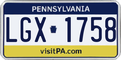 PA license plate LGX1758