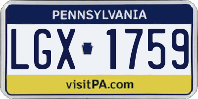 PA license plate LGX1759