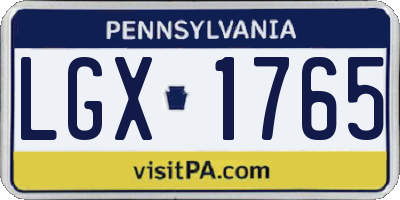 PA license plate LGX1765