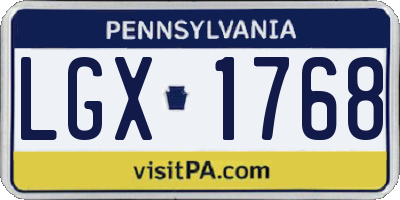 PA license plate LGX1768