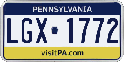 PA license plate LGX1772