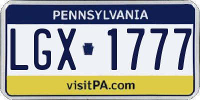 PA license plate LGX1777