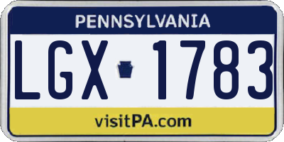 PA license plate LGX1783