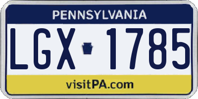 PA license plate LGX1785
