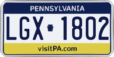 PA license plate LGX1802