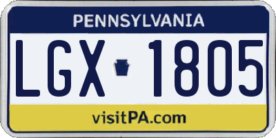 PA license plate LGX1805