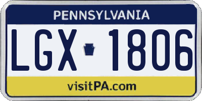 PA license plate LGX1806