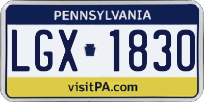 PA license plate LGX1830