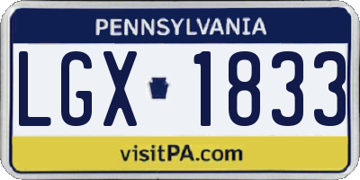 PA license plate LGX1833