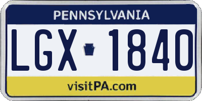 PA license plate LGX1840
