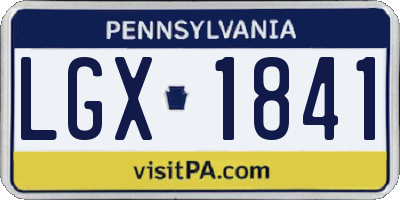 PA license plate LGX1841