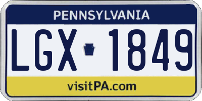 PA license plate LGX1849