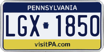PA license plate LGX1850
