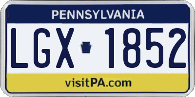 PA license plate LGX1852