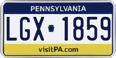 PA license plate LGX1859